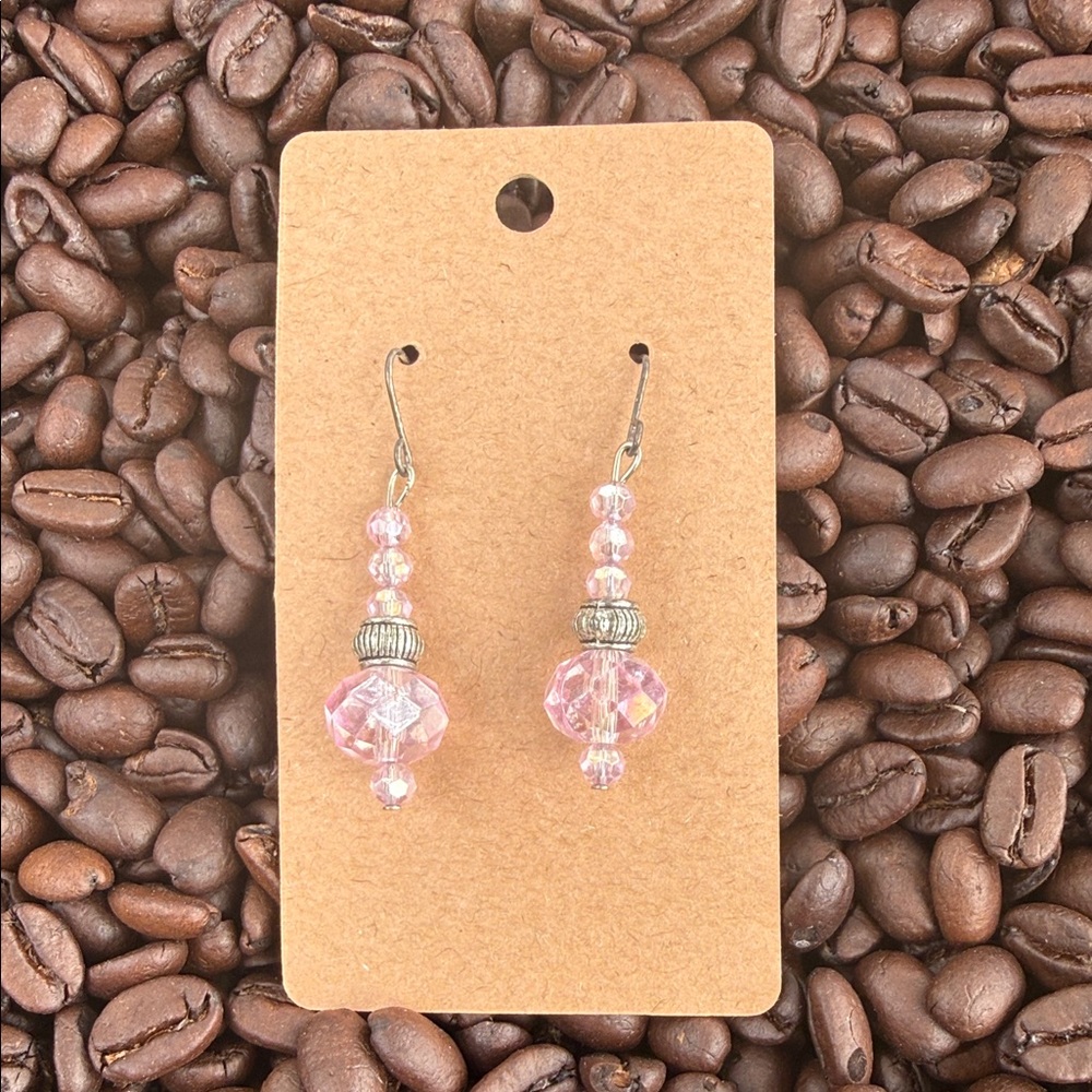 Delicate Pink Crystal Drop Earrings - Women Jewelry